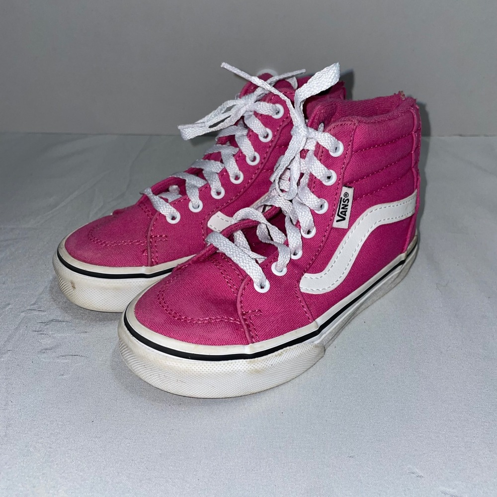 Vans Sk8-Hi Zip Pink High Top Sneakers Kids Size 11 Missy Canvas Skate Shoes